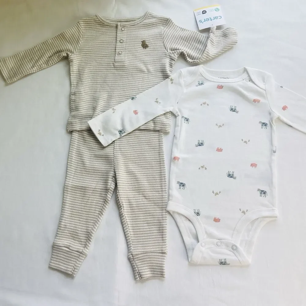 Carter's Baby Boys 3-Piece Bodysuit & Pants Long Sleeves Outfit Set For 6-Month‎